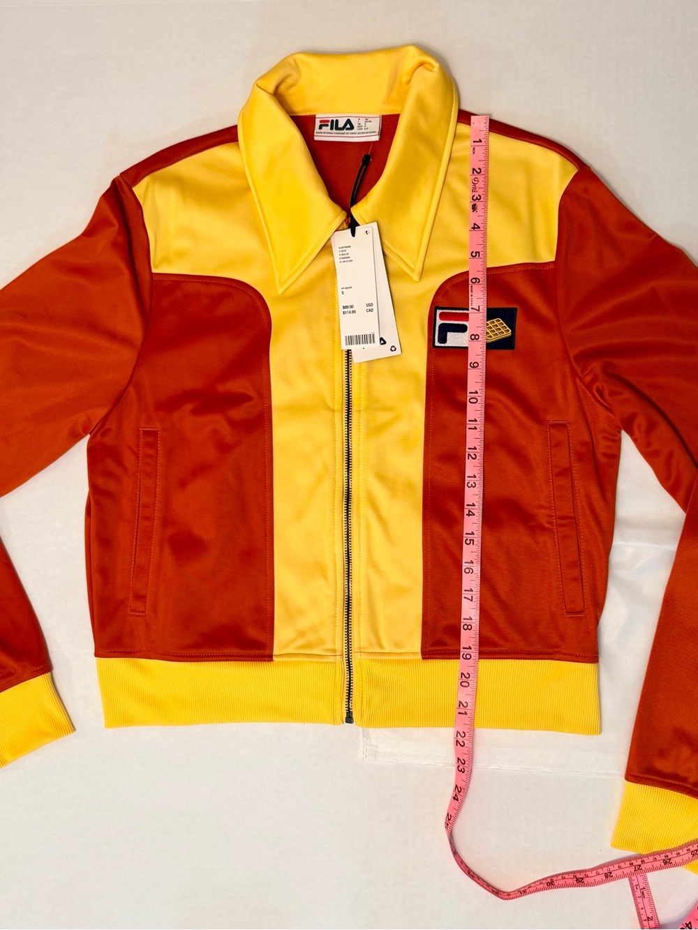 Fila Yellow & Red Colorblock Zip Jacket Small - Picture 9 of 16